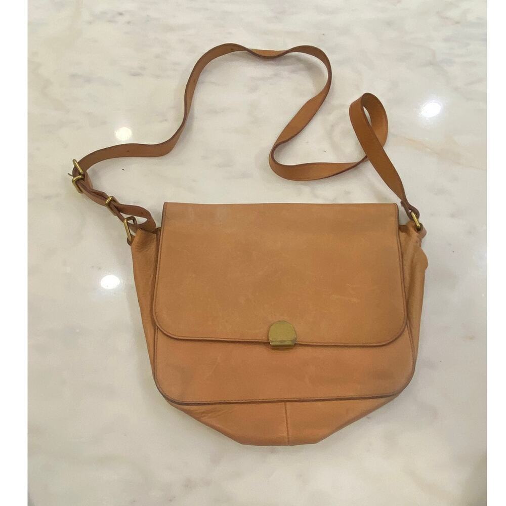 Madewell Abroad Crossbody 100% Cow Leather Bag Camel Color